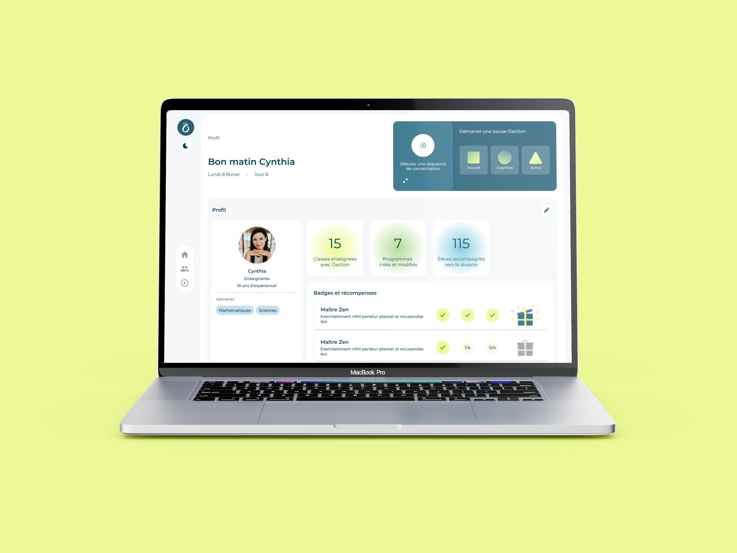 Interface de gestion de tâches et suivi de projets dans ÖAction
