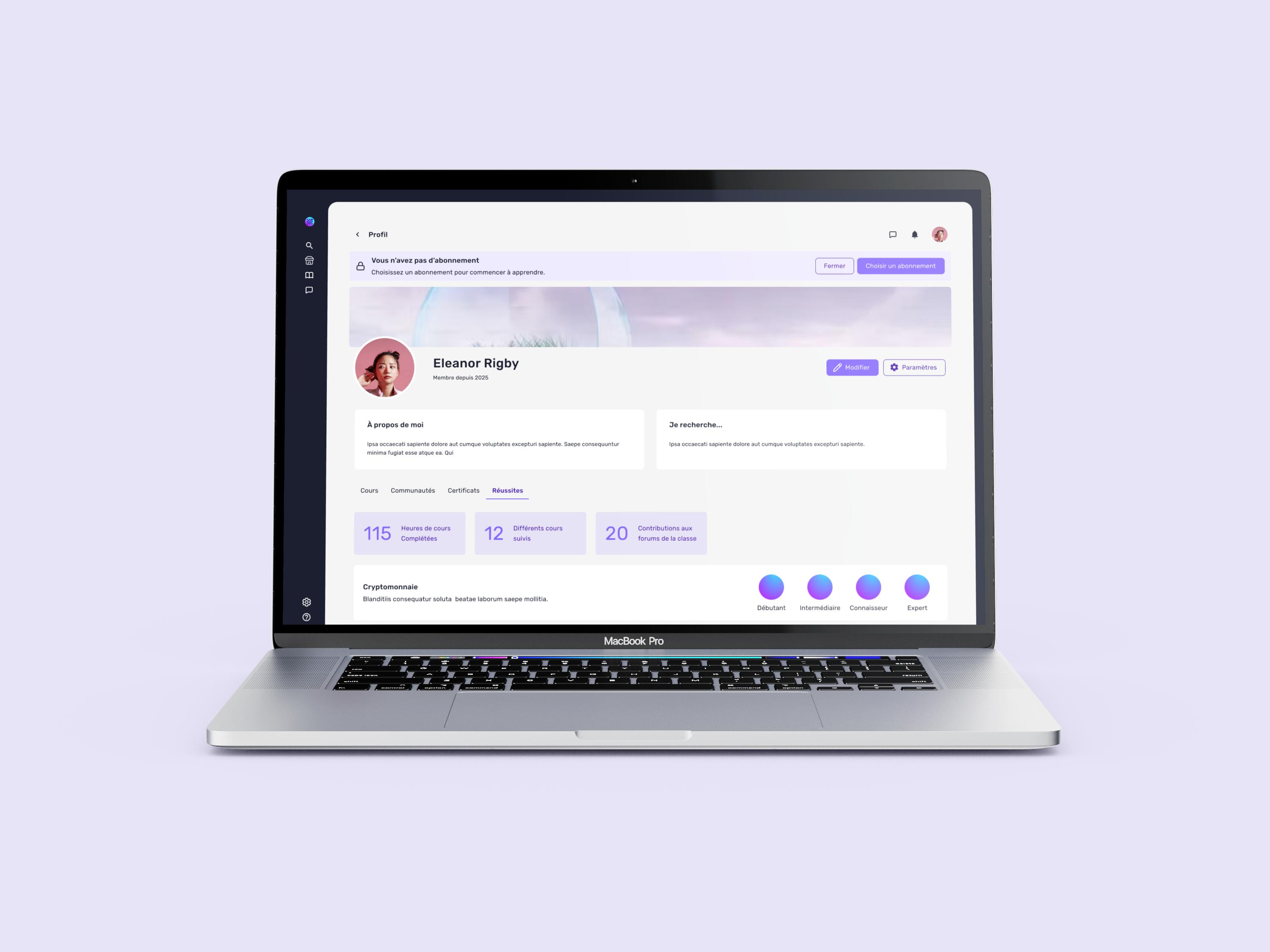 Interface de la plateforme de formation en ligne Succesdia sur ordinateur portable
