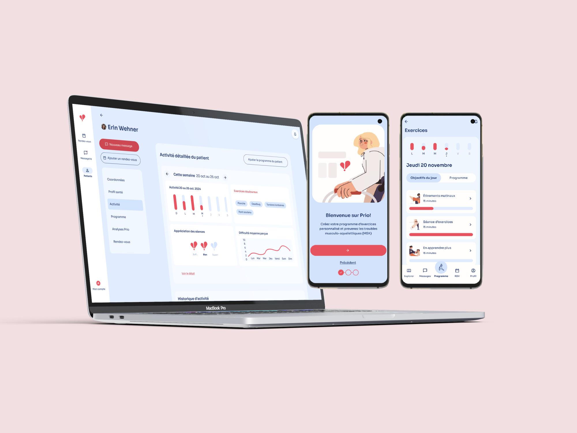 Application web et mobile Prio pour la physiothérapie préventive en entreprise