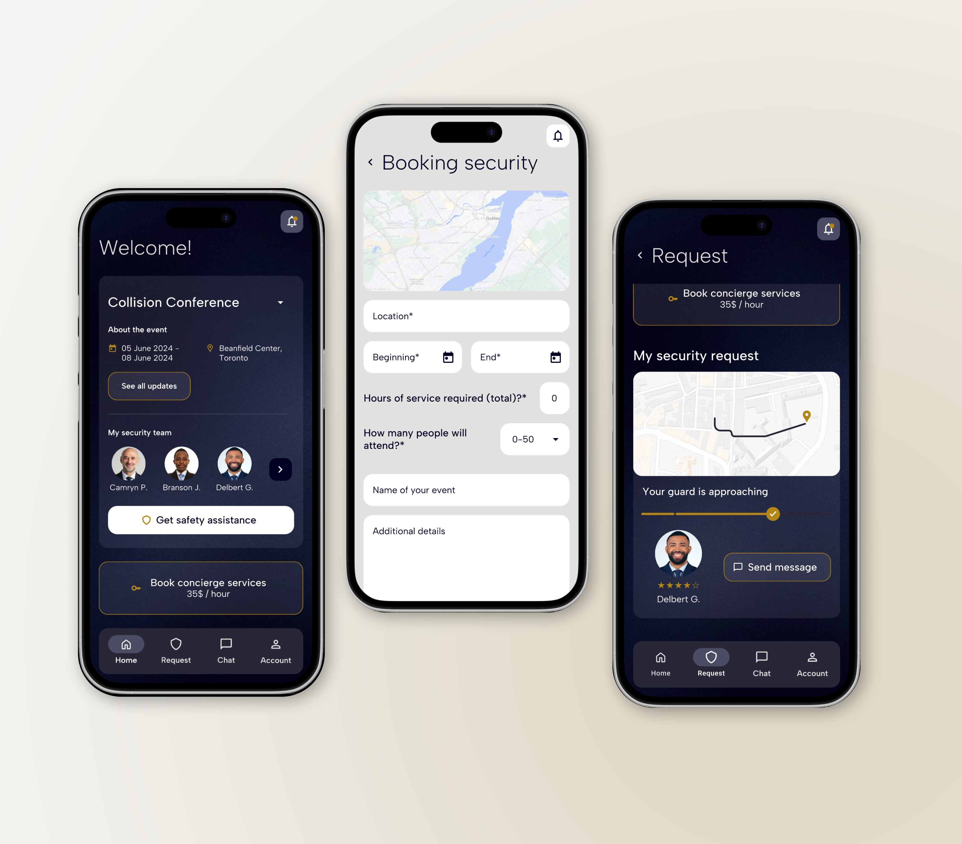 Interface de l'application mobile Selest pour la gestion de la sécurité